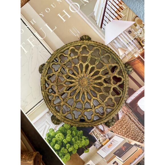 Antique Wilton Solid Brass Trivet with Lions Feet - Picture 1 of 3
